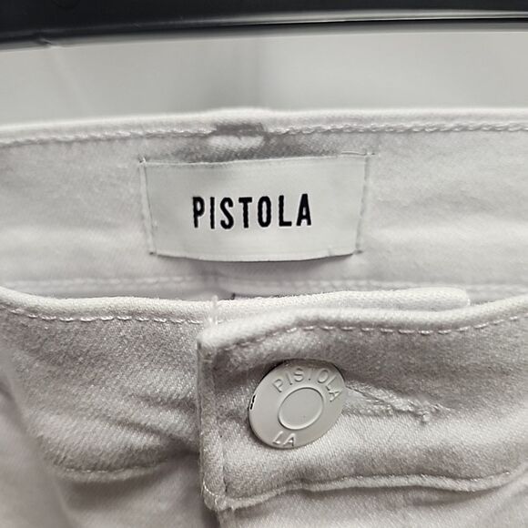 Pistola White Denim Raw Hem Ankle Crop Jeans Stretch Casual Size 27 25" Inseam - Picture 4 of 16